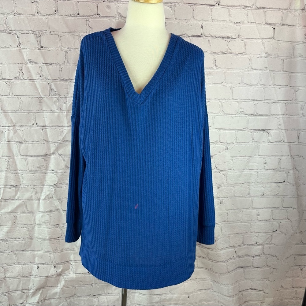 NWT zenana outfitters Waffle knit tunic Royal Blue high low Top relaxed fir